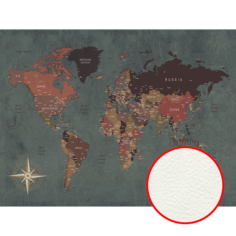 Фреска Ortograf Карты мира 33316 Фактура флок FLK Флизелин (3,6*2,7) Бирюзовый/Коричневый, Карты 33316
