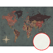 Фреска Ortograf Карты мира 33316 Фактура флок FLK Флизелин (3,6*2,7) Бирюзовый/Коричневый, Карты