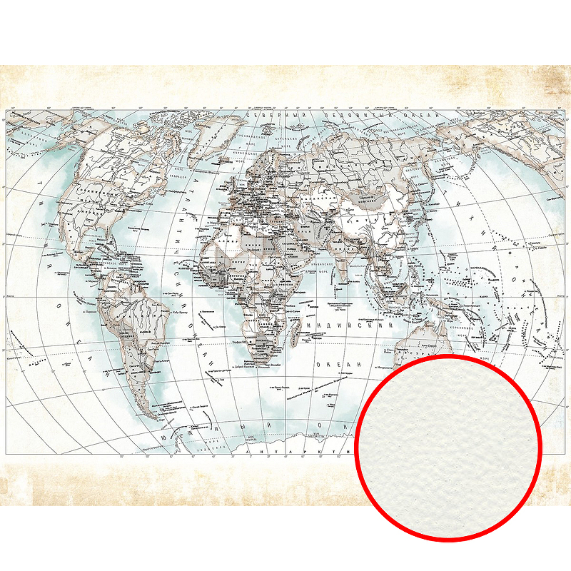 Фреска Ortograf Карты мира 33317 Фактура флок FLK Флизелин (3,5*2,7) Голубой/Бежевый, Карты