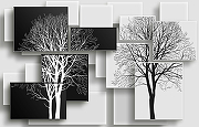 Фреска Ortograf 3D 6688 Фактура бархат FX Флизелин (4,2*2,7) Черный/Белый, Деревья/Геометрия/Абстракция-1