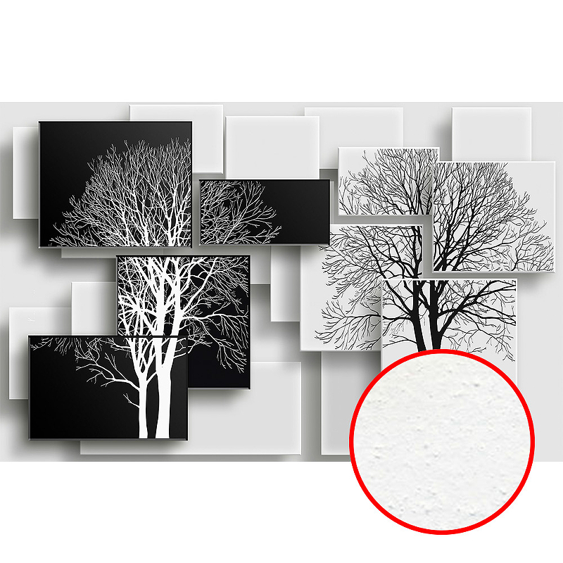 Фреска Ortograf 3D 6688 Фактура бархат FX Флизелин (4,2*2,7) Черный/Белый, Деревья/Геометрия/Абстракция
