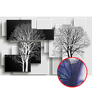 Фреска Ortograf 3D 6688 Фактура бархат серебро FX-S Флизелин (4,2*2,7) Черный/Белый, Деревья/Геометрия/Абстракция