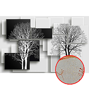 Фреска Ortograf 3D 6688 Фактура бархат золото FX-G Флизелин (4,2*2,7) Черный/Белый, Деревья/Геометрия/Абстракция