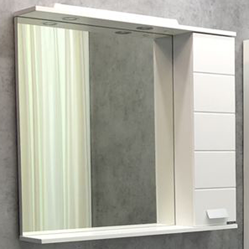 Зеркало со шкафом Comforty Модена М-90 00-00001641 с подсветкой Белое матовое зеркало со шкафом comforty сочи 100 00003132226 белый глянец