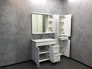 Зеркало со шкафом Comforty Модена М-90 00-00001641 с подсветкой Белое матовое-11
