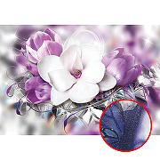 Фреска Ortograf 3D 6700 Фактура бархат серебро FX-S Флизелин (3,9*2,7) Фиолетовый/Белый, Цветы