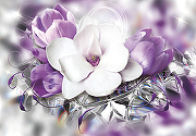 Фреска Ortograf 3D 6700 Фактура флок FLK Флизелин (3,9*2,7) Фиолетовый/Белый, Цветы-1