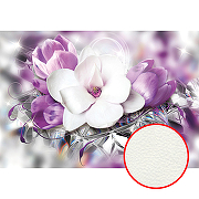 Фреска Ortograf 3D 6700 Фактура флок FLK Флизелин (3,9*2,7) Фиолетовый/Белый, Цветы