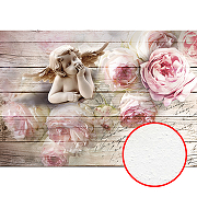 Фреска Ortograf 3D 6649 Фактура бархат FX Флизелин (4*2,8) Бежевый/Розовый, Цветы/Ангелы