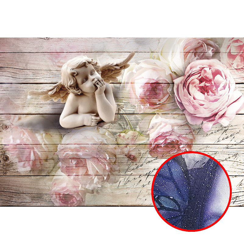 Фреска Ortograf 3D 6649 Фактура бархат серебро FX-S Флизелин (4*2,8) Бежевый/Розовый, Цветы/Ангелы