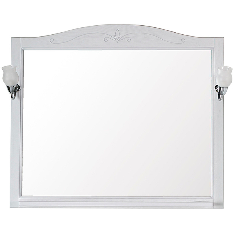Зеркало ASB-Woodline Салерно 105 9692 со светильниками Белое с патиной Серебро шкаф пенал asb woodline салерно 40 9700 белый с патиной серебро
