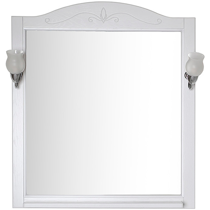 Зеркало ASB-Woodline Салерно 80 9691 со светильниками Белое с патиной Серебро зеркало asb mebel оскар 80 с подсветкой и часами
