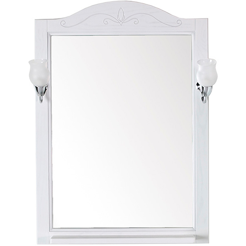 Зеркало ASB-Woodline Салерно 65 9690 со светильниками Белое с патиной Серебро шкаф пенал asb woodline салерно 40 9700 белый с патиной серебро
