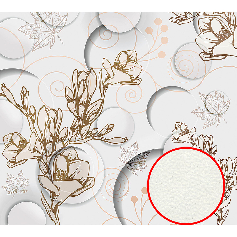 Фреска Ortograf 3D 30738 Фактура флок FLK Флизелин (3*2,7) Белый/Бежевый, Цветы/Абстракция