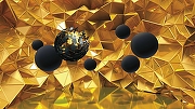 Фреска Ortograf 3D 21097 Фактура флок FLK Флизелин (4,8*2,7) Золото/Черный, Абстракция-1