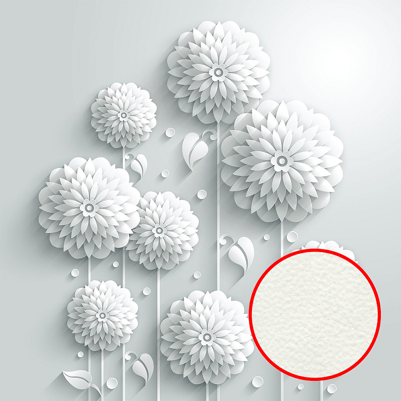 Фреска Ortograf 3D 30473 Фактура флок FLK Флизелин (2,7*2,7) Белый, Цветы