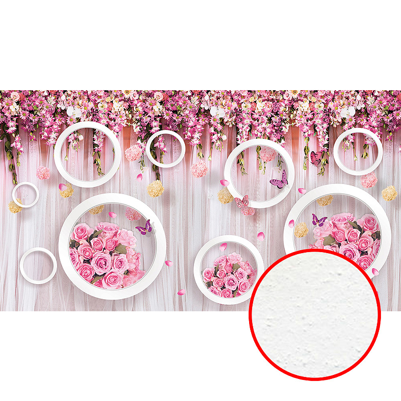 Фреска Ortograf 3D 30740 Фактура бархат FX Флизелин (4,9*2,7) Розовый, Цветы/Абстракция
