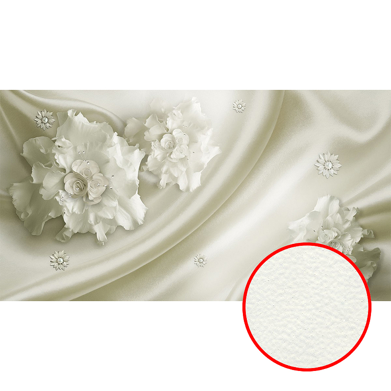 Фреска Ortograf 3D 6681 Фактура флок FLK Флизелин (5*2,7) Белый, Цветы