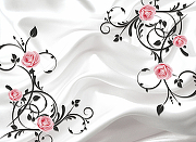 Фреска Ortograf 3D 30741 Фактура бархат FX Флизелин (3,7*2,7) Белый/Розовый/Черный, Цветы/Абстракция-1