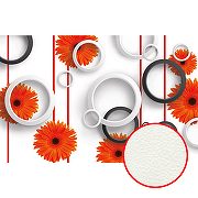 Фреска Ortograf 3D 30742 Фактура флок FLK Флизелин (4,2*2,7) Белый/Оранжевый/Черный, Цветы/Абстракция