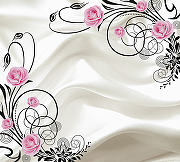 Фреска Ortograf 3D 30743 Фактура бархат FX Флизелин (3*2,7) Белый/Розовый/Черный, Цветы/Абстракция-1