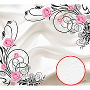 Фреска Ortograf 3D 30743 Фактура бархат FX Флизелин (3*2,7) Белый/Розовый/Черный, Цветы/Абстракция
