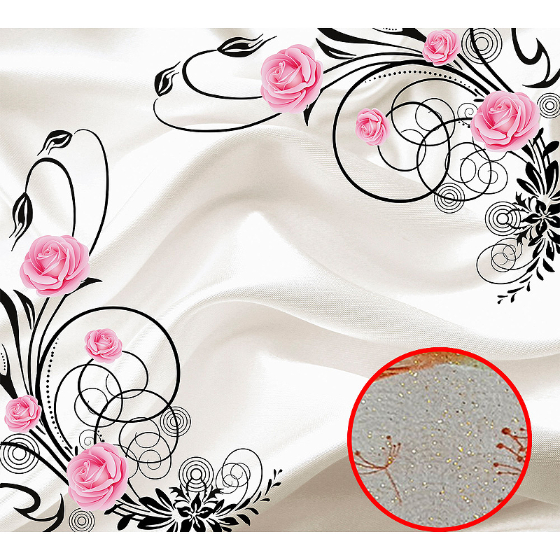 Фреска Ortograf 3D 30743 Фактура бархат золото FX-G Флизелин (3*2,7) Белый/Розовый/Черный, Цветы/Абстракция