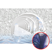 Фреска Ortograf 3D 33124 Фактура бархат серебро FX-S Флизелин (4*2,7) Белый/Голубой, Абстракция