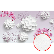 Фреска Ortograf 3D 33082 Фактура бархат FX Флизелин (4,5*2,7) Сиреневый/Белый/Розовый, Цветы/Абстракция