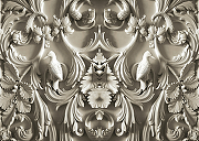 Фреска Ortograf 3D 33216 Фактура бархат золото FX-G Флизелин (3,8*2,7) Белый/Бежевый, Вензель-1