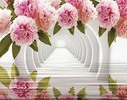 Фреска Ortograf 3D 33205 Фактура бархат FX Флизелин (3,4*2,7) Белый/Розовый, Цветы/Абстракция-1