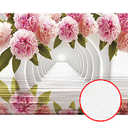 Фреска Ortograf 3D 33205 Фактура бархат FX Флизелин (3,4*2,7) Белый/Розовый, Цветы/Абстракция