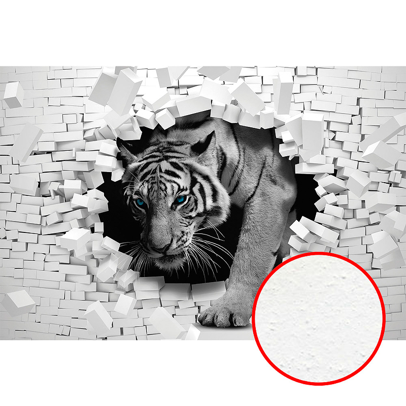 Фреска Ortograf 3D 33261 Фактура бархат FX Флизелин (4*2,7) Белый/Серый, Кирпич/Животные