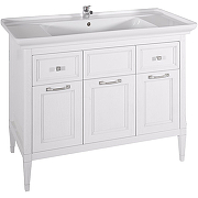 Комплект мебели для ванной ASB-Woodline Гранда 105 Белый с патиной Серебро-1