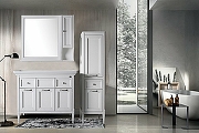 Комплект мебели для ванной ASB-Woodline Гранда 105 Белый с патиной Серебро-12