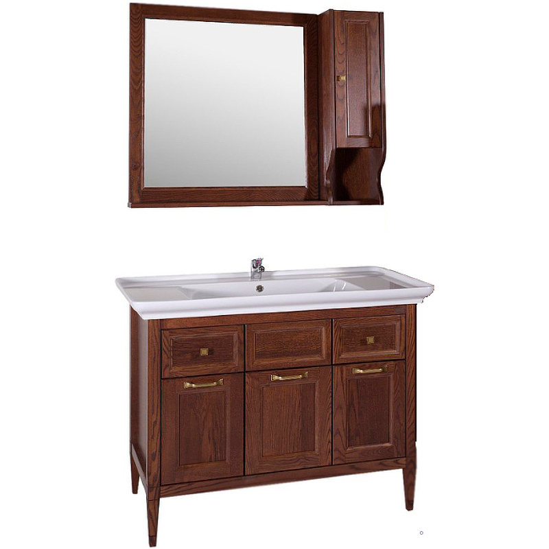Комплект мебели для ванной ASB-Woodline Гранда 105 Антикварный Орех цена и фото