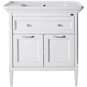 Комплект мебели для ванной ASB-Woodline Гранда 85 Белый с патиной Серебро-1