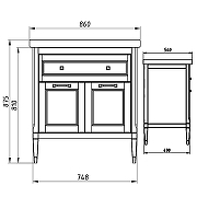 Комплект мебели для ванной ASB-Woodline Гранда 85 Белый с патиной Серебро-8