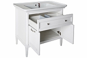 Комплект мебели для ванной ASB-Woodline Гранда 85 Белый с патиной Серебро-2