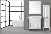 Комплект мебели для ванной ASB-Woodline Гранда 85 Белый с патиной Серебро-8