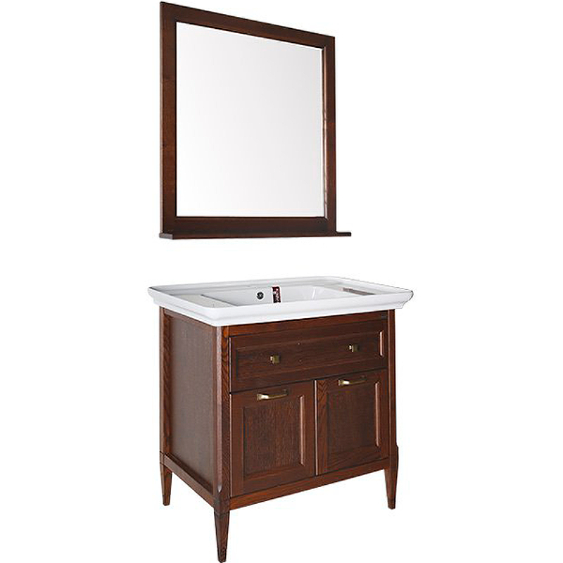Комплект мебели для ванной ASB-Woodline Гранда 85 Антикварный орех зеркало asb woodline гранда 80 11481 grigio