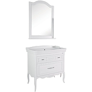 Комплект мебели для ванной ASB-Woodline Модерн 85 Белый с патиной Серебро