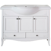 Комплект мебели для ванной ASB-Woodline Салерно 105 Белый с патиной Серебро-1