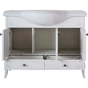 Комплект мебели для ванной ASB-Woodline Салерно 105 Белый с патиной Серебро-2