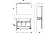 Комплект мебели для ванной ASB-Woodline Салерно 105 Белый с патиной Серебро-9