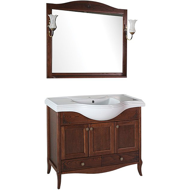Комплект мебели для ванной ASB-Woodline Салерно 105 Антикварный орех зеркало asb woodline салерно 105 9692 со светильниками антикварный орех