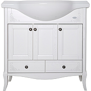 Комплект мебели для ванной ASB-Woodline Салерно 80 Белый с патиной Серебро-1
