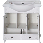 Комплект мебели для ванной ASB-Woodline Салерно 80 Белый с патиной Серебро-2