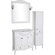 Комплект мебели для ванной ASB-Woodline Салерно 80 Белый с патиной Серебро-8