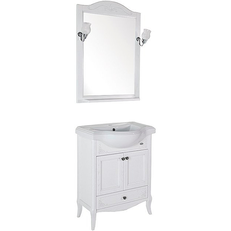 Комплект мебели для ванной ASB-Woodline Салерно 65 Белый с патиной Серебро шкаф пенал asb woodline салерно 40 9700 белый с патиной серебро
